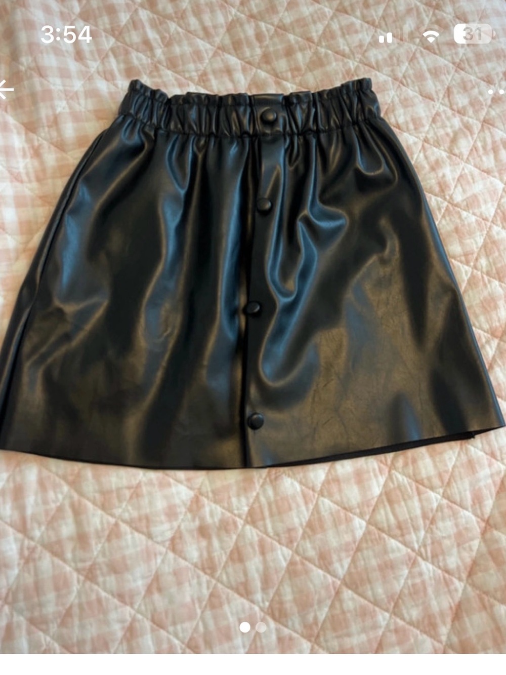 SHEIN Black Faux Leather Button-Front Skirt
